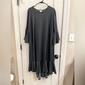LuLaRoe Maurine Dress, gray and black, 2XL